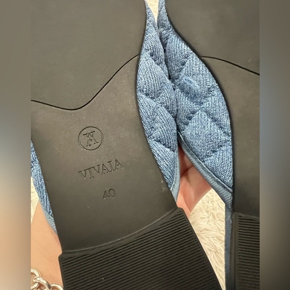 Vivaia Round-Toe Quilted Mules - Size 40 US 9 - blue - Picture 4 of 9